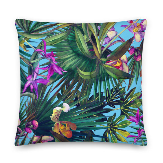 Tropical Blue Slippers Premium Pillow