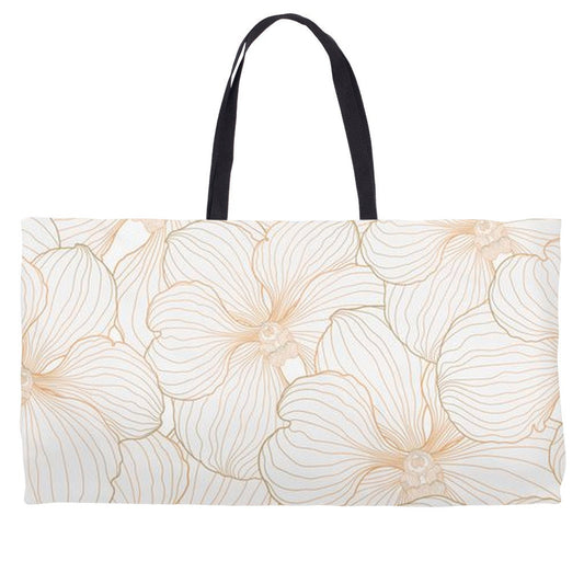 Elegant Gold Orchid Weekend Tote Bag · Orchidique · Stylish Canvas Tote