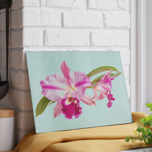 Orchid Cattleya Glass Cutting Board