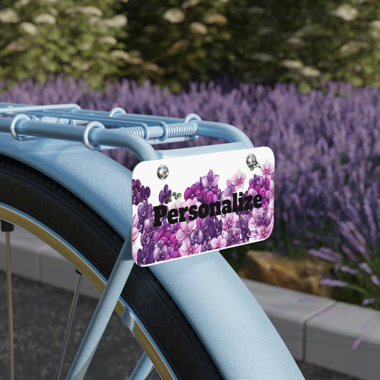 Personalized Orchid Mini License Plate • Purple Orchid Bliss Bicycle Plate • Custom Name Bike Tag