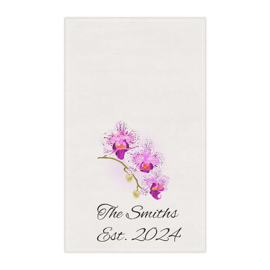 Personalized Phalaenopsis Splash Orchid Tea Towel • Orchid Kitchen Towel • Floral Bath Towel