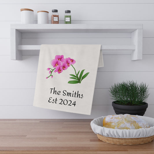 Personalized Phalaenopsis Orchid Tea Towel • Orchid Kitchen Towel • Floral Bath Towel - Orchidique