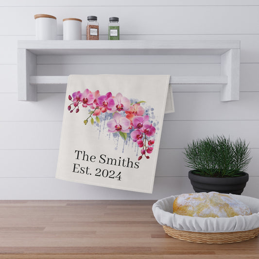 Personalized Orchid Tea Towel • Orchid Kitchen Towel • Floral Bath Towel - Orchidique