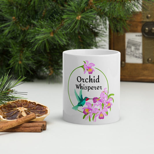 Orchid Mug • "Orchid Whisperer" • Ceramic Coffee Mug • Gift for Orchid Lovers • Plant Lady Gift • Customizable Coffee Cup