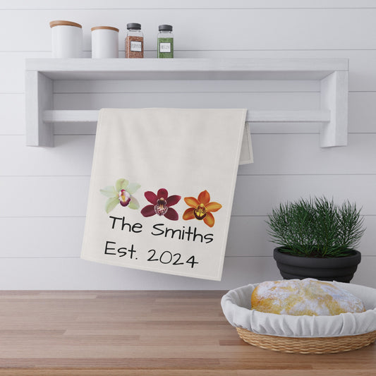 Personalized Cymbidiums Orchid Tea Towel • Orchid Kitchen Towel • Floral Bath Towel - Orchidique