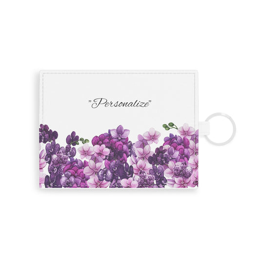 Saffiano Leather Card Holder with Orchids • Orchid Card Holder • Floral Card Wallet - Orchidique