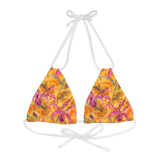 Orchid Bikini Top • Tropical Print • Adjustable Straps • Summer Swimwear