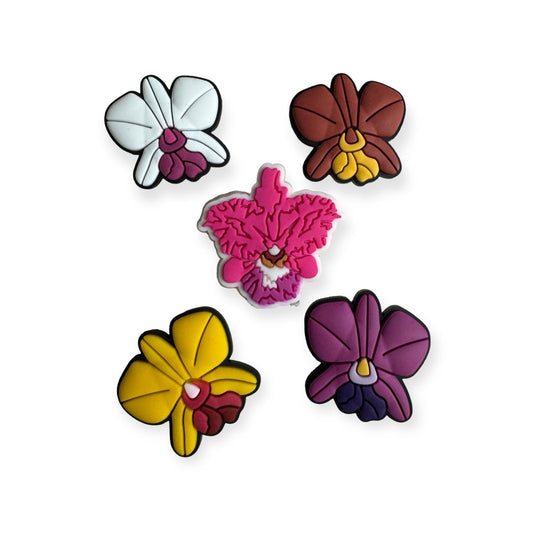 Cattleya Orchid Shoe Charms for Crocs • Vibrant Yellow, Fuschia, Purple, White & Red Orchids • Unique Floral Jibb Charms • Orchidique™ - Orchidique