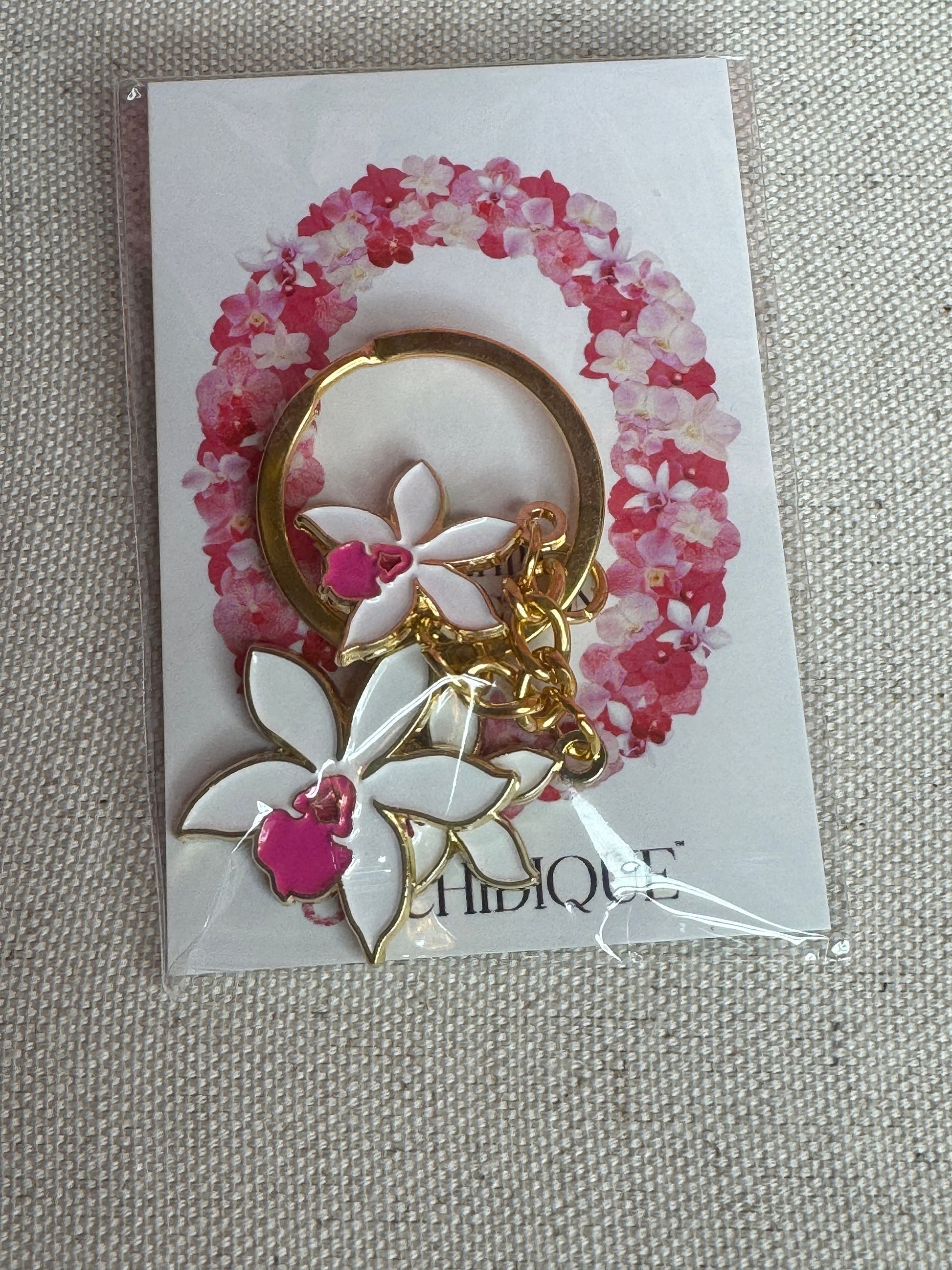 Luxury Purse Charm | White & Pink Cattleya