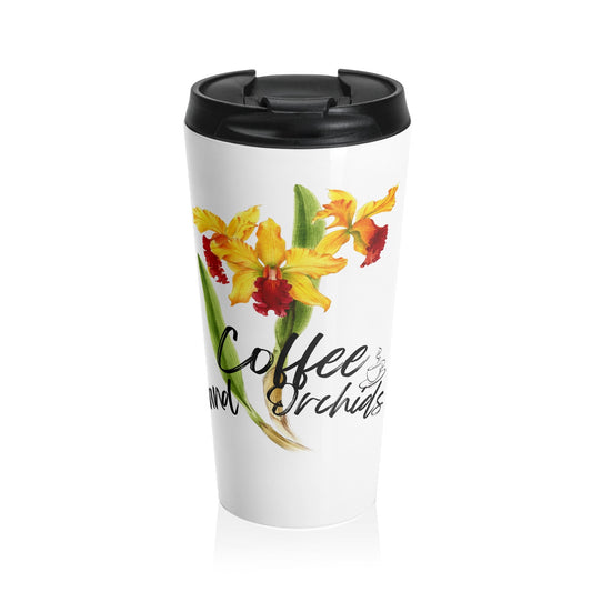 Orchid Travel Mug • Stainless Steel • Vacuum Insulated • Keeps Drinks Hot/Cold • Floral Design