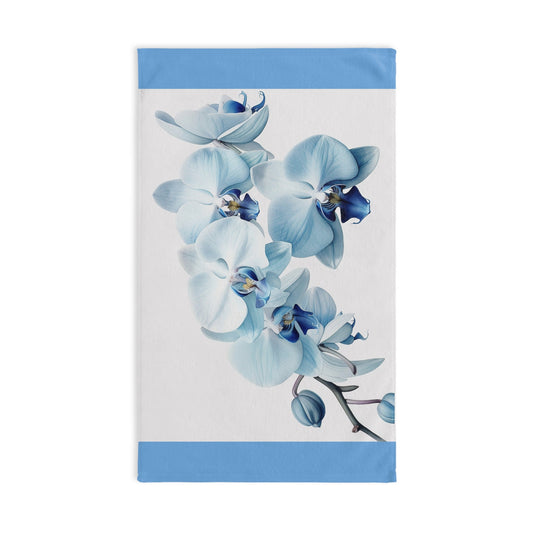 Personalized Blue Phalaenopsis Tea Towel – Soft, Absorbent Dish Towel & Kitchen Décor