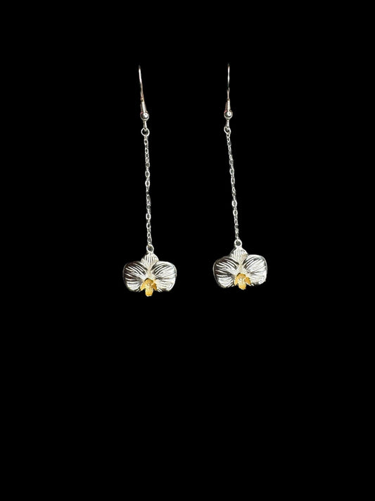 Two-Tone: Orchid Blossom Statement Earrings • Phalaenopsis Dangle Earrings