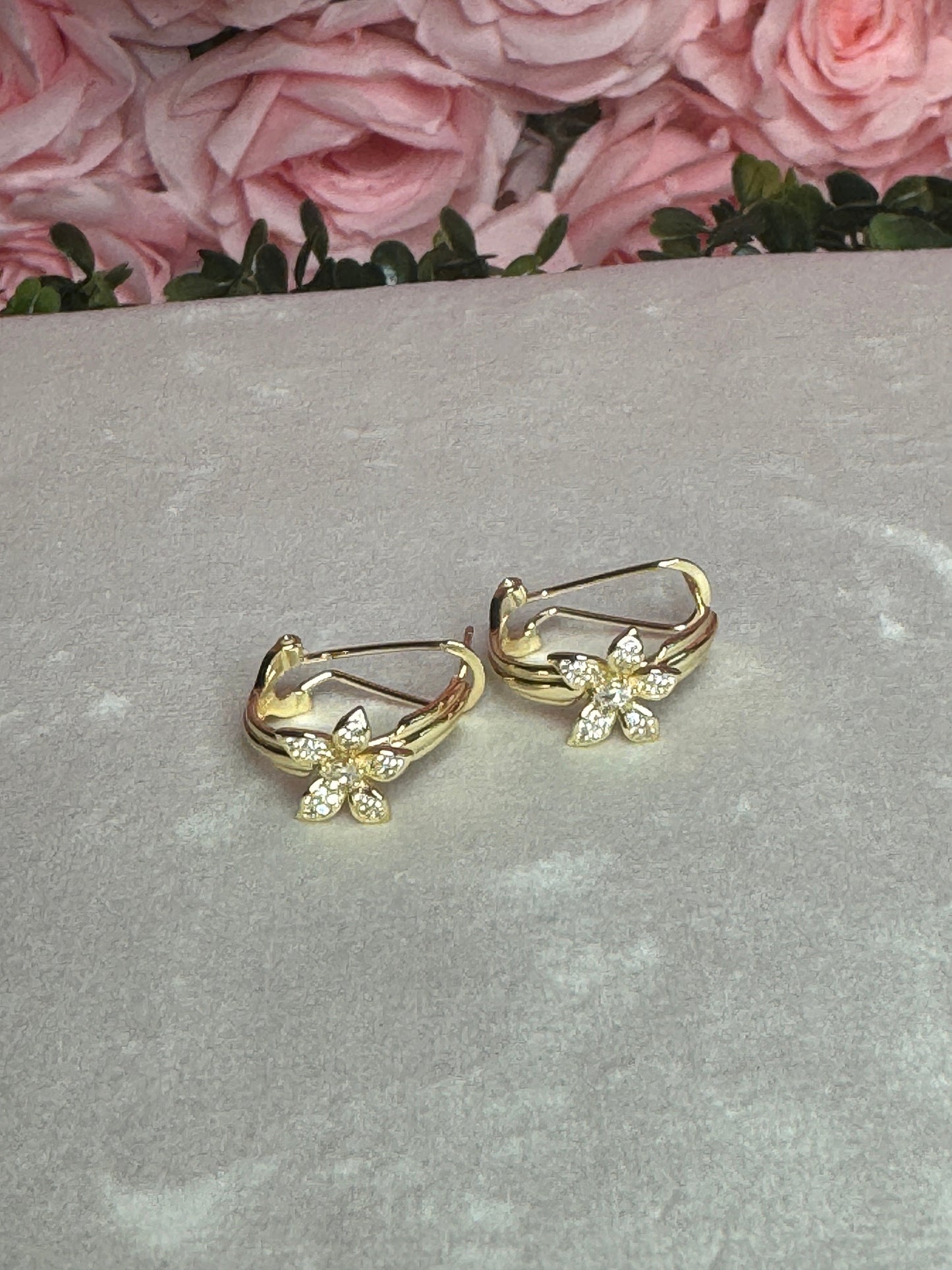 La Brillosa Cattleya Collection Orchids Hoop Earrings – 14k Gold or 18k Rose Gold