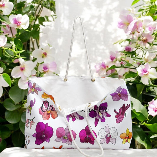 Orchid Lover Tote Bag · Floral Tote Bag · Orchids Tote Weekender · Getaway Weekender Bag • Travel Tote  • Beach Tote • Overnight Bag - Orchidique