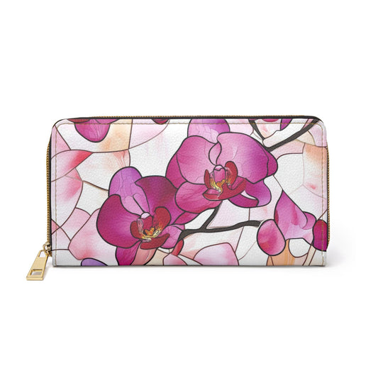 Zipper Wallet, Floral Orchid Glasshouse Print, Women's Accessories, Small Clutch, Botanical Theme Purse, Gift for Her