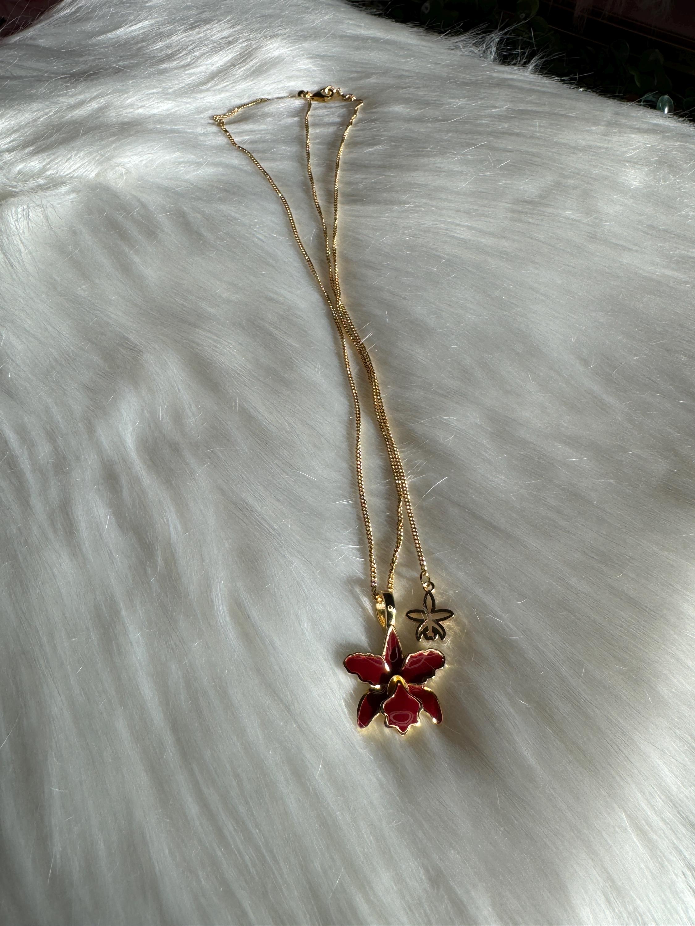 La Colombiana Collection Red Cattleya Orchid Jewelry Set Orchidique
