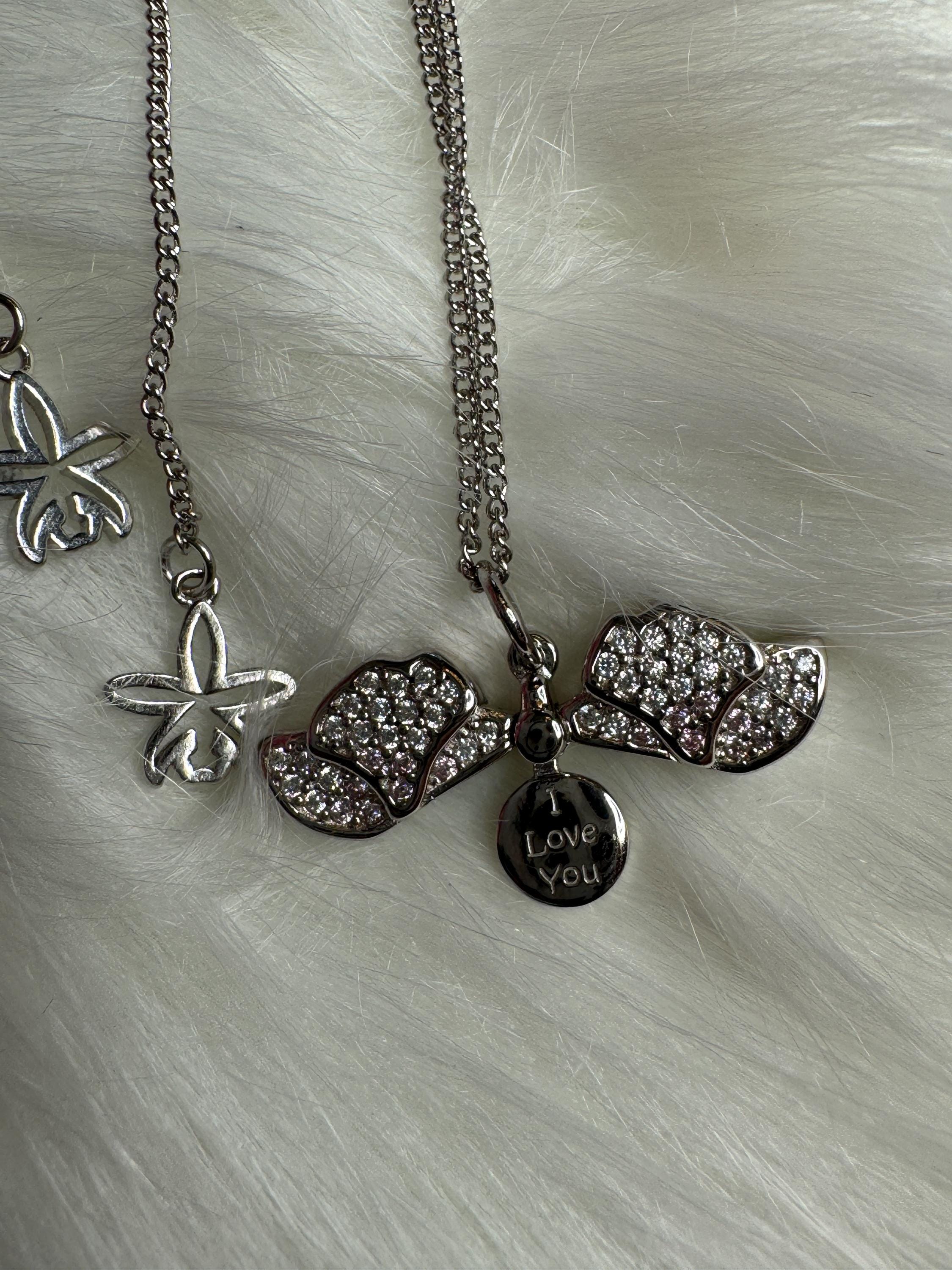 Dendrobium Necklace, Silver Orchid order Necklace, Silver Orchid Necklace