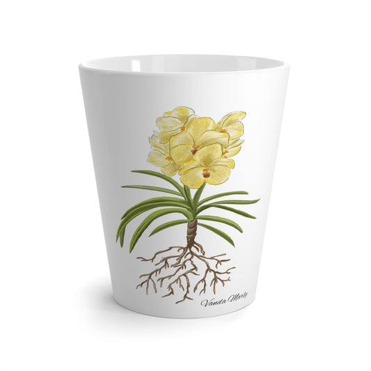 Yellow Orchid Latte Mug - Beautiful Flower Pattern Coffee Cup, Elegant Floral Design Tea Mug, Gift for Nature Lover, Mother's Day Present