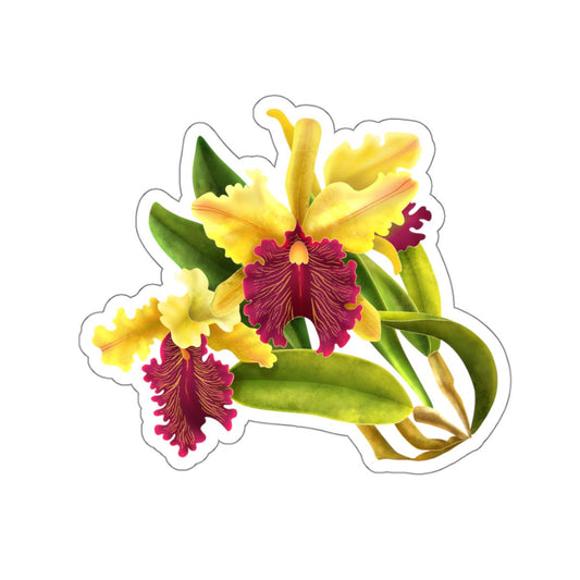 Cattleya Dowiana Kiss-Cut Stickers - Floral Laptop Decals, Orchid Planner Stickers, Flower Scrapbook Labels, Botanical Journal Stickers,