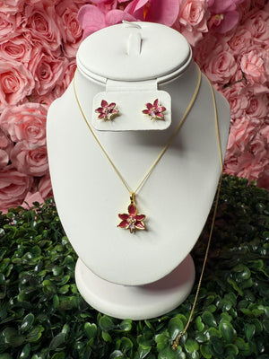 Trichoglottis Jewelry Set • 14k Gold Orchid Choker Necklace • Orchid Earrings • Rare Jewelry • Christmas Gift • Mystic Collection