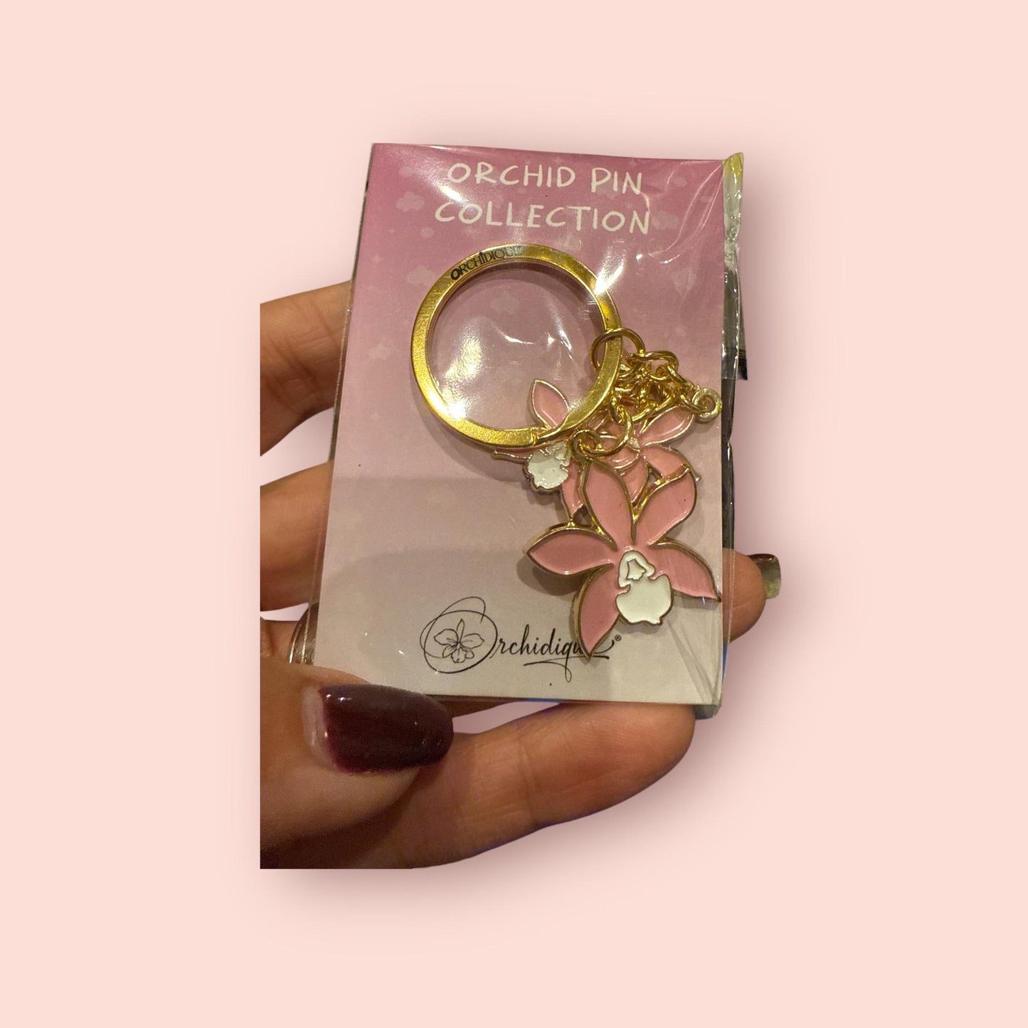 Luxury Purse Charm | Pink & White Cattleya