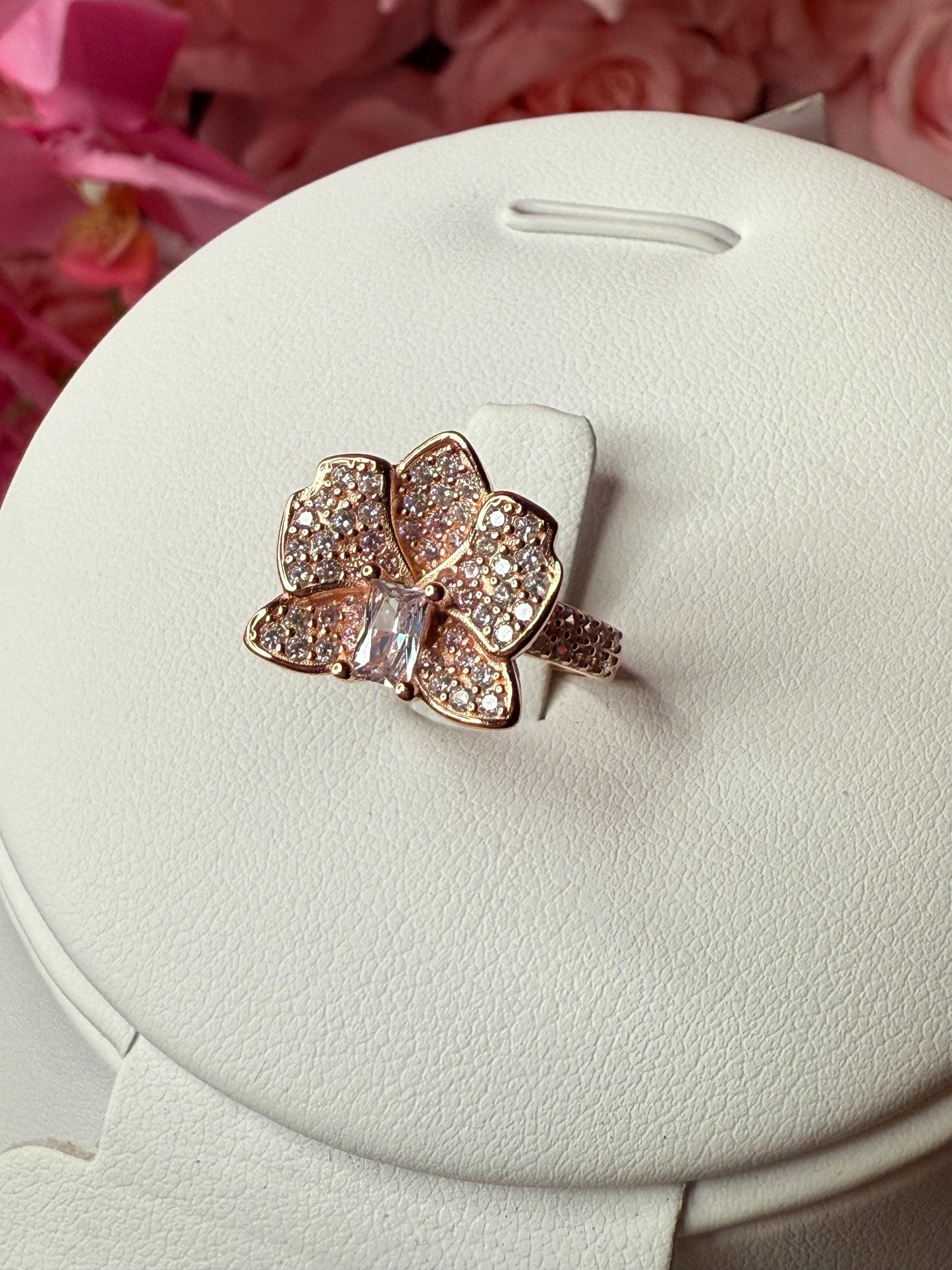 Dendrobium Orchid Earrings and Ring Set - 14k Gold, Rose Gold, White Gold: Dendrobium Sparkle of Love