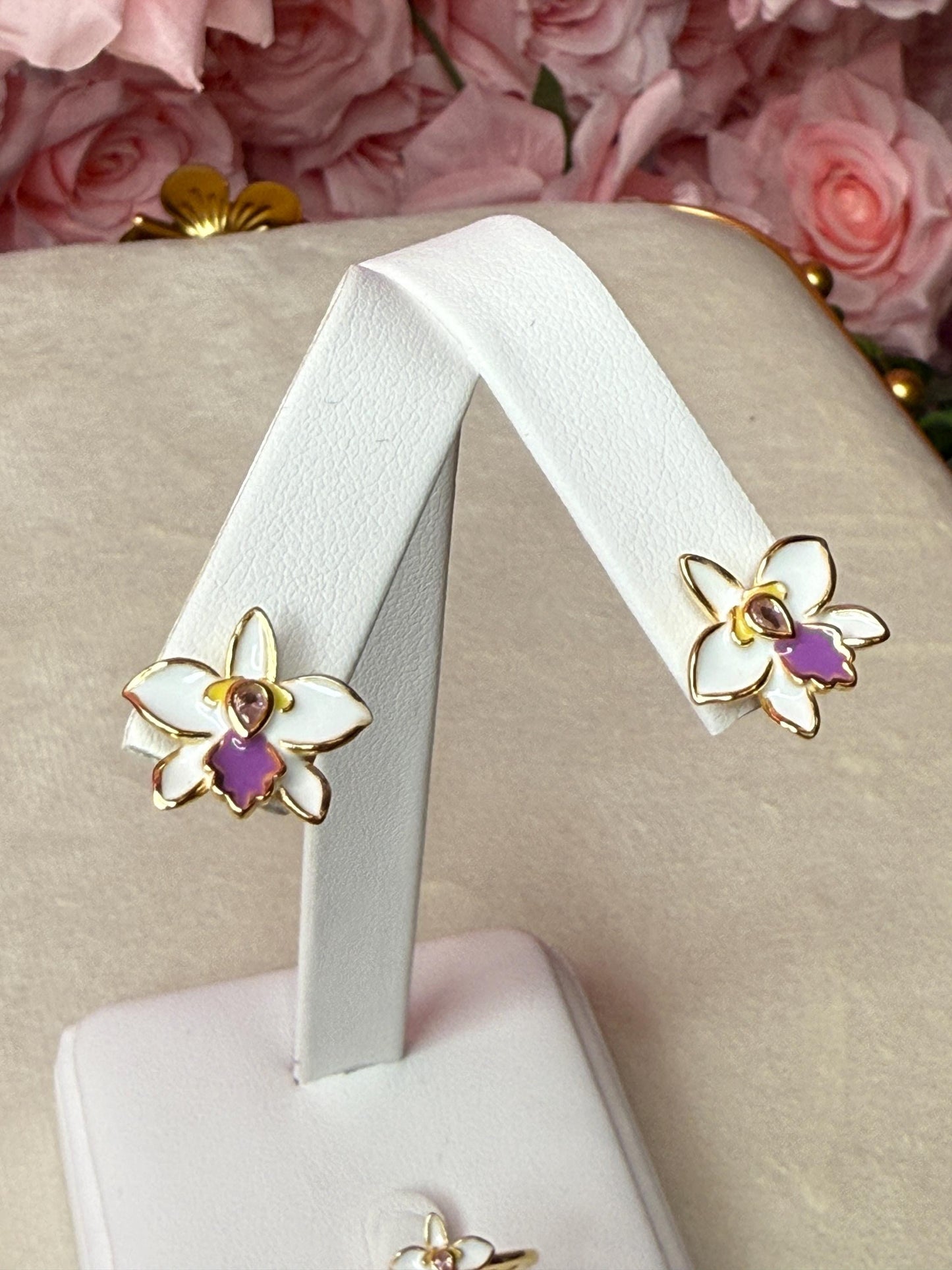 Fuschia pink Orchid Jewelry Set • 14k Gold Plated Orchid Jewelry• Orchid Earrings • Orchid Ring • The Violecea Inspired Collection