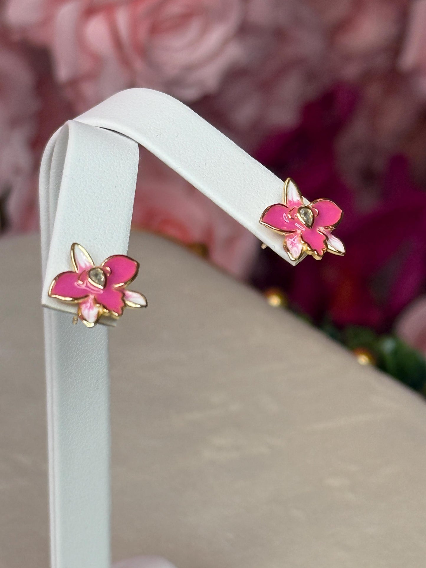 Fuschia pink Orchid Jewelry Set • 14k Gold Plated Orchid Jewelry• Orchid Earrings • Orchid Ring • The Violecea Inspired Collection