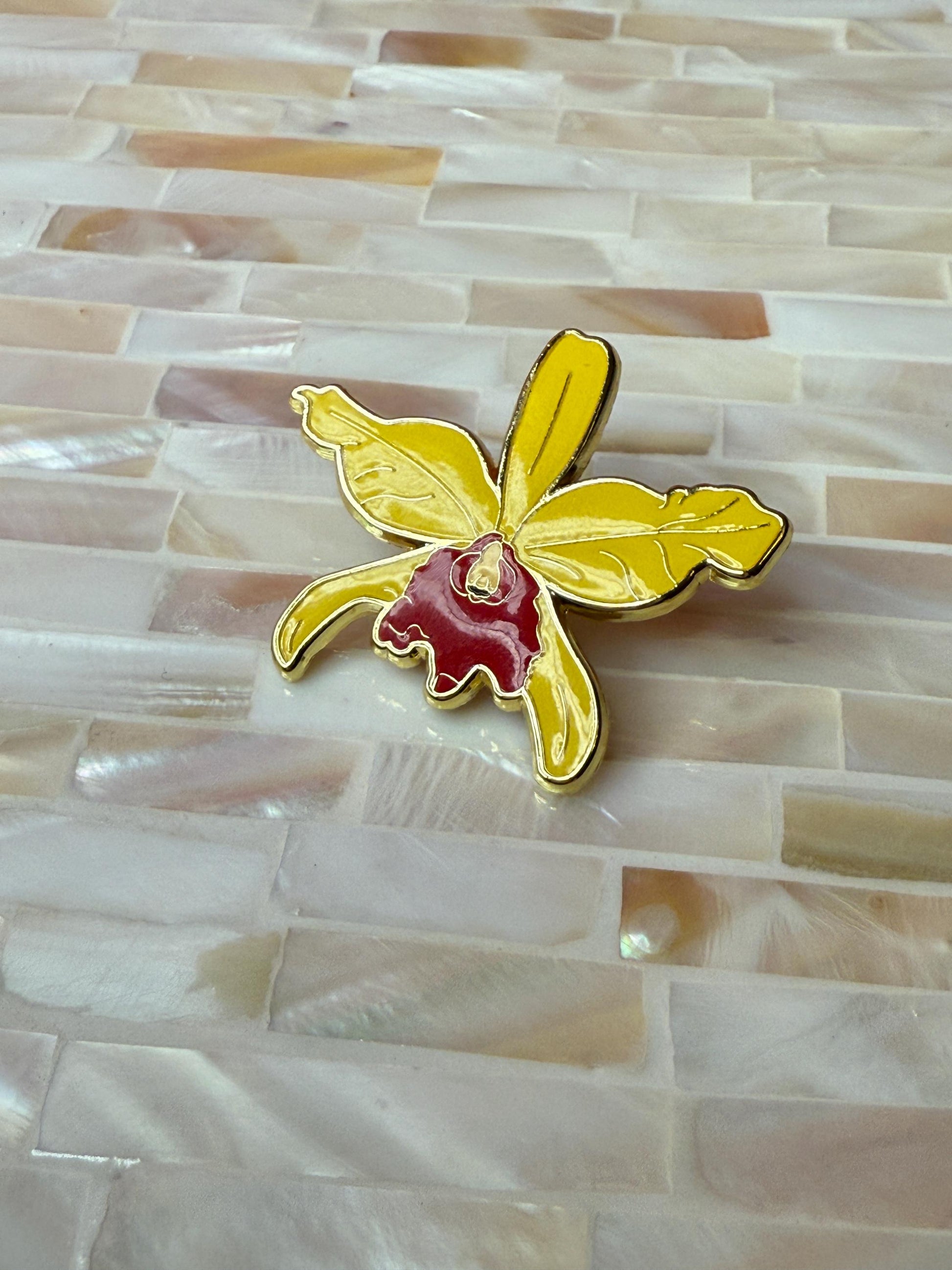 Plant Enamel Pin- Cattleya Walkeriana Orchid Flower Enamel Pin • Floral Pin Collector Item • Orchid Charm • Pins and Badges