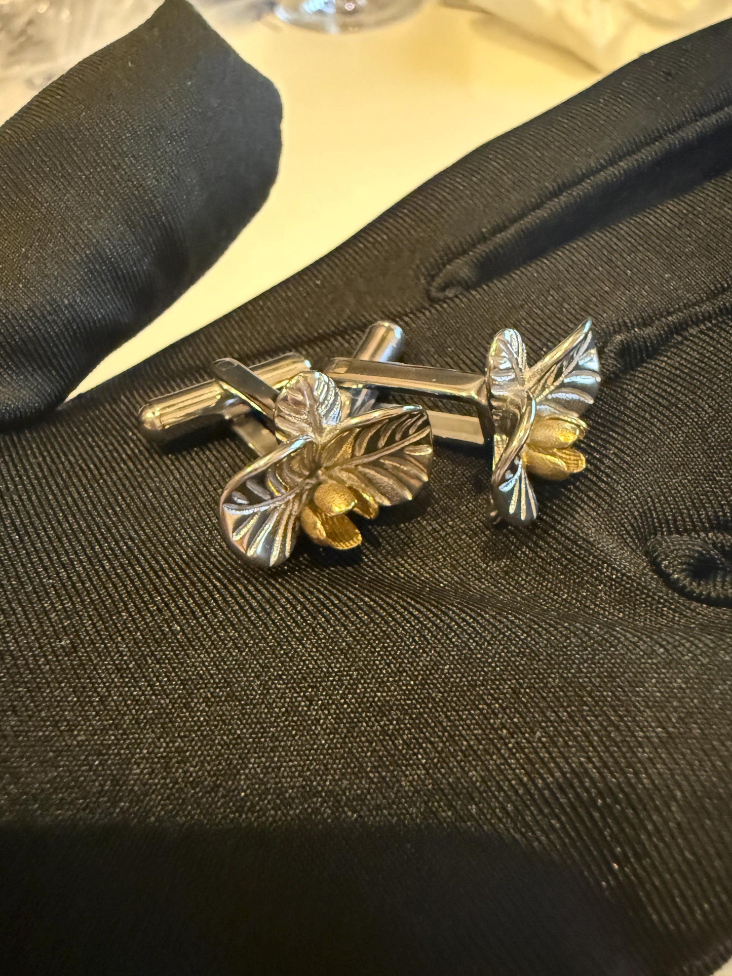 Sterling Silver Orchid Cufflinks - Detailed Floral Design - Wedding Accessory