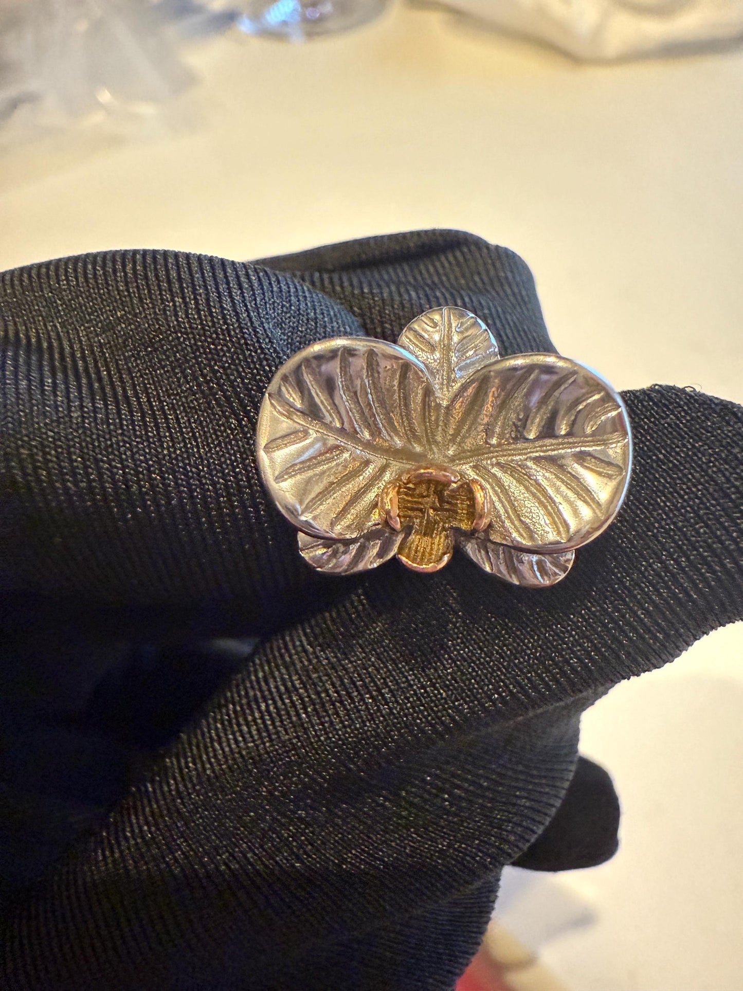 Sterling Silver Orchid Cufflinks - Detailed Floral Design - Wedding Accessory