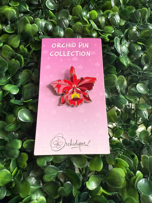 Orchid Brooch Pin- Cattleya Rainbow Orchid Flower Enamel Pin • Floral Pin Collector Item • Orchid Charm • Pins and Badges- Orchid Lapel Pin