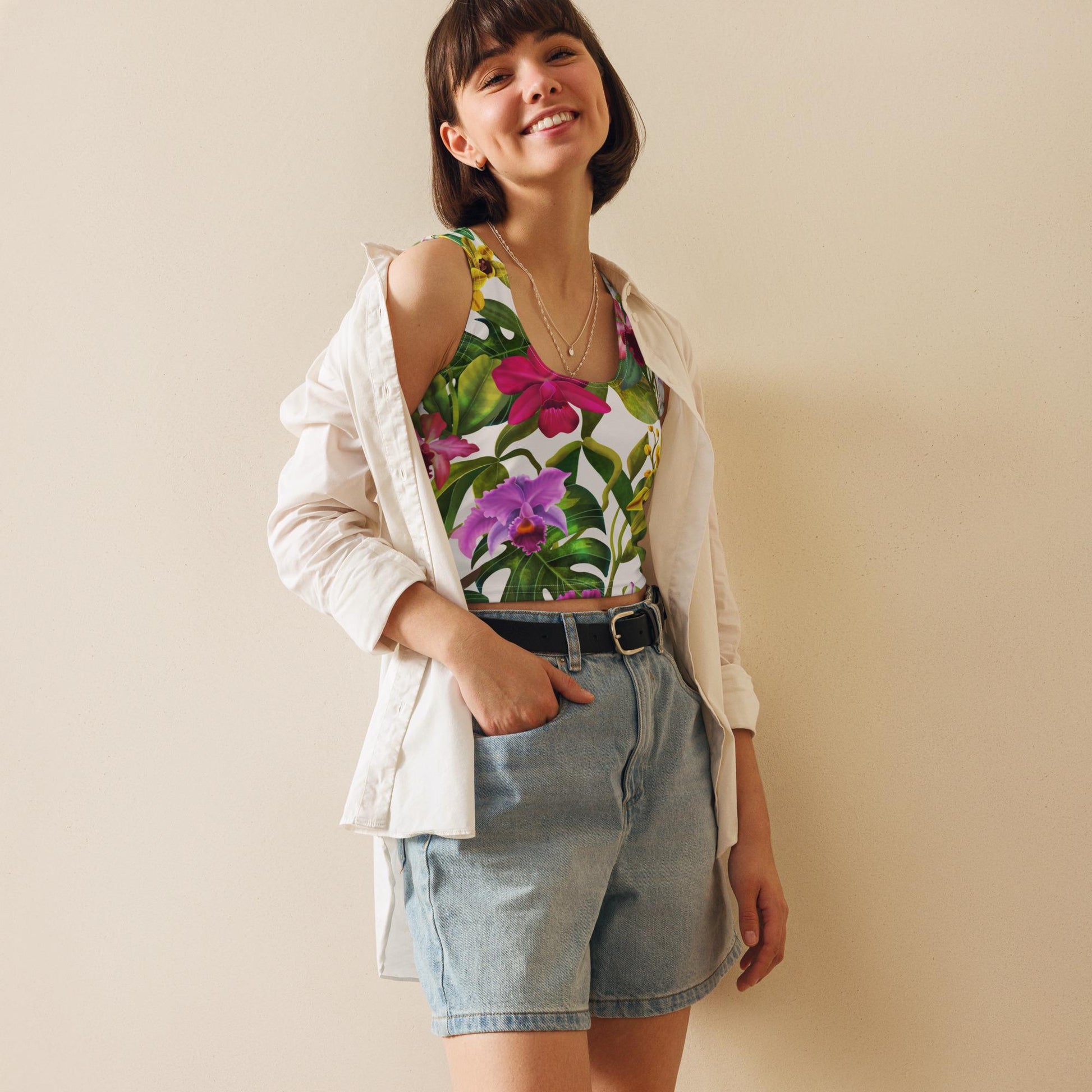 Orchid Flower Women&#39;s Top • Floral Gardening Tee • Orchid Lover Gift • Women&#39;s Tank Top- Floral Cropped Top- Orchid Flowers T-Shirt