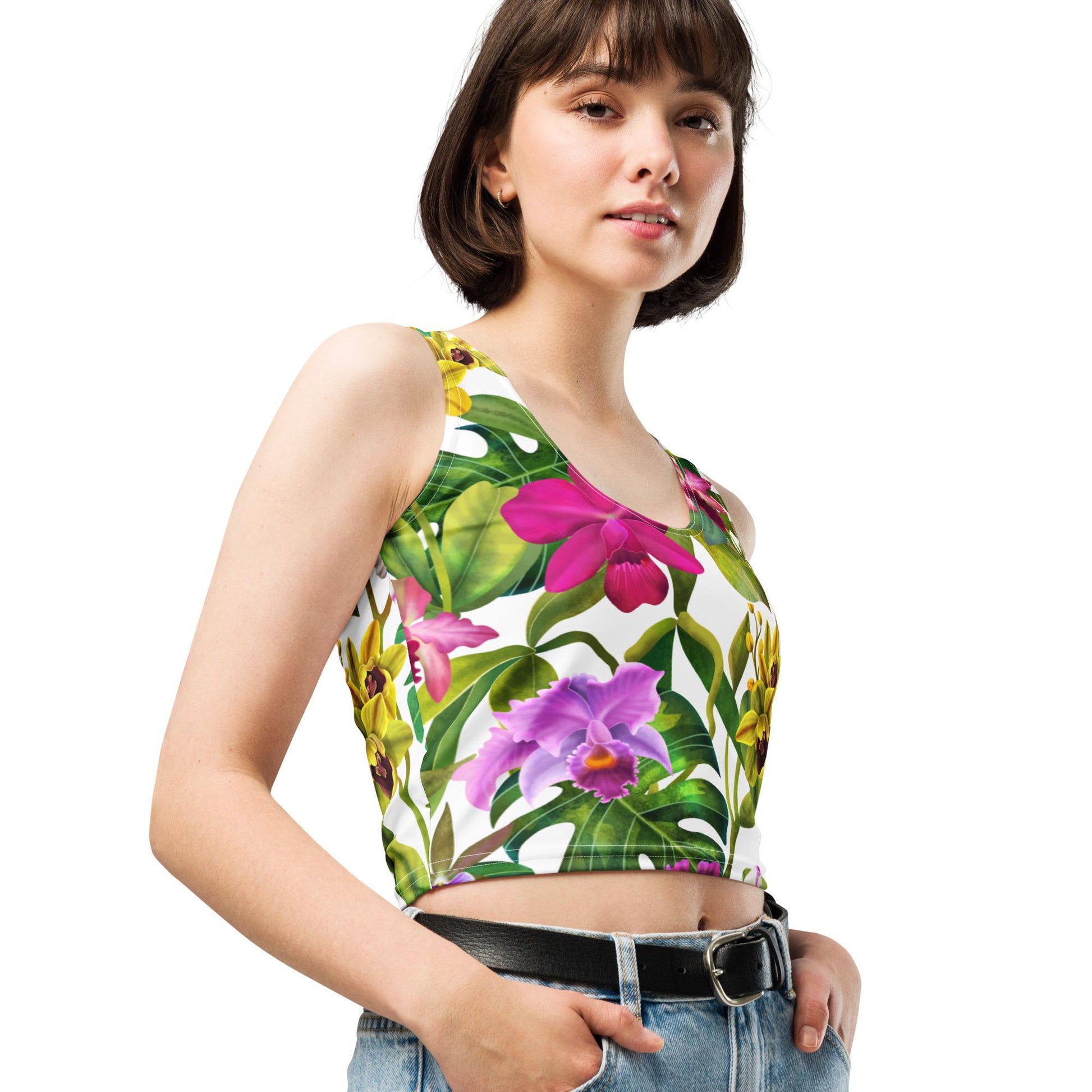 Orchid Flower Women&#39;s Top • Floral Gardening Tee • Orchid Lover Gift • Women&#39;s Tank Top- Floral Cropped Top- Orchid Flowers T-Shirt