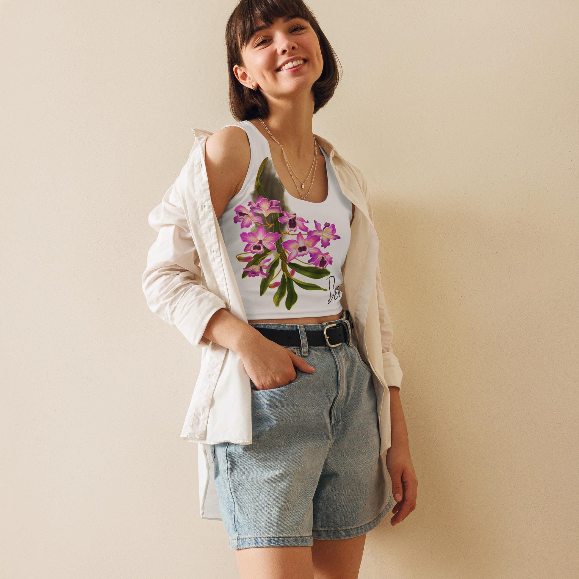 Orchid Flower Women&#39;s Top • Floral Gardening Tee • Orchid Lover Gift • Women&#39;s Tank Top- Floral Cropped Top- Orchid Flowers T-Shirt