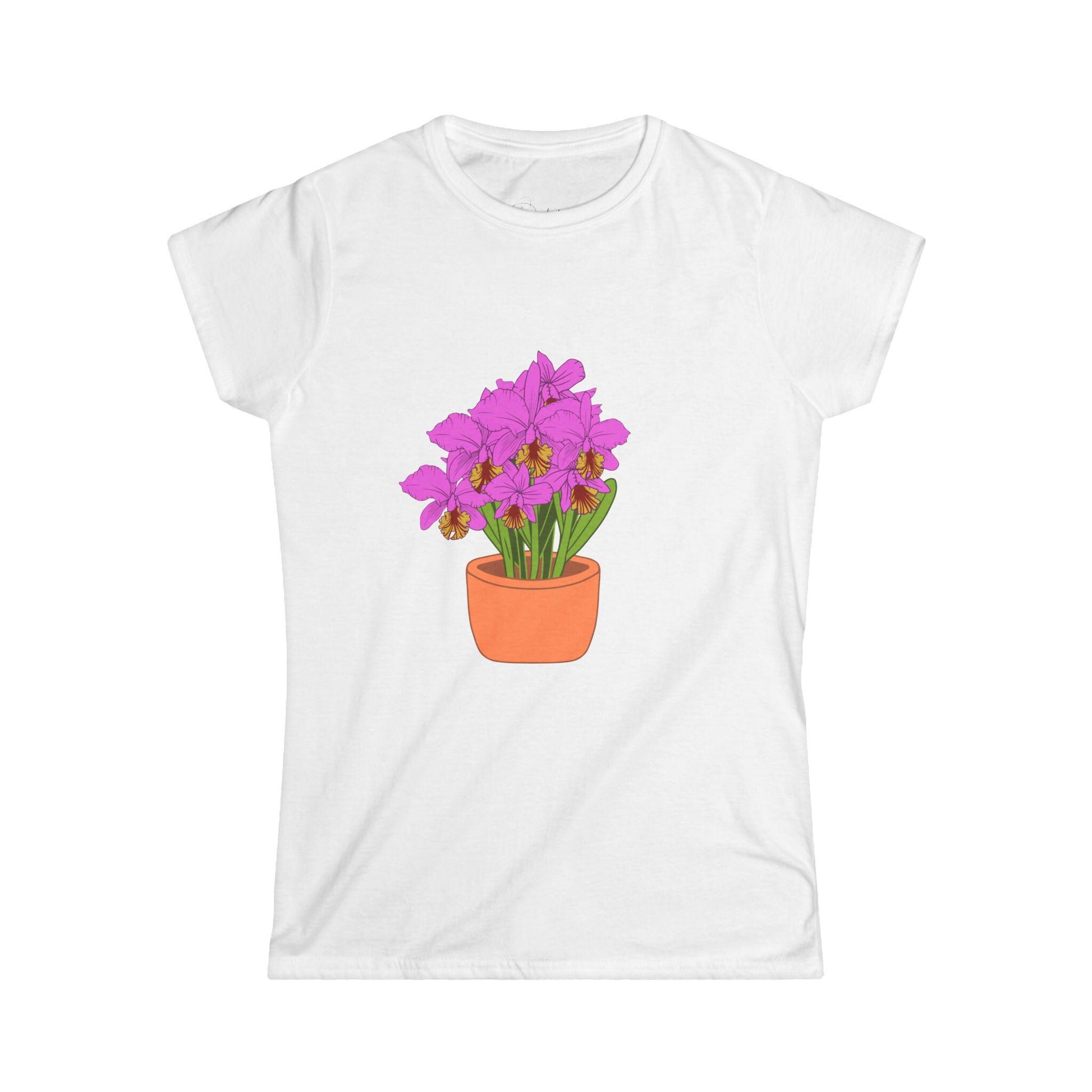 Orchid Diva Women's Softstyle Tee, Floral Graphic Tee, Cute Plant Lover Shirt, Mother's Day Gift, Everyday Casual Top, Birthday Gift