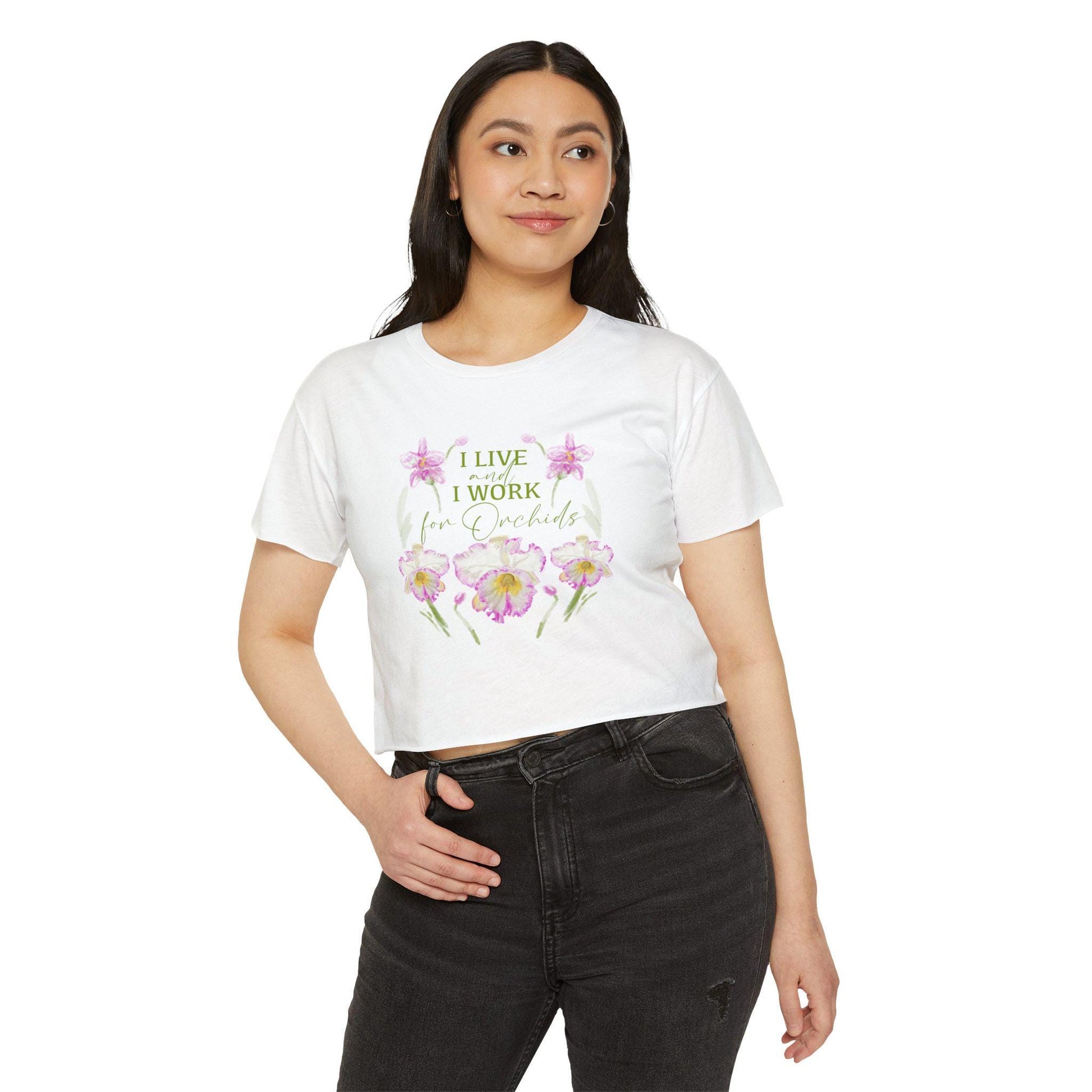 Orchid Devotee Crop Top - "I Live & Work For Orchids"