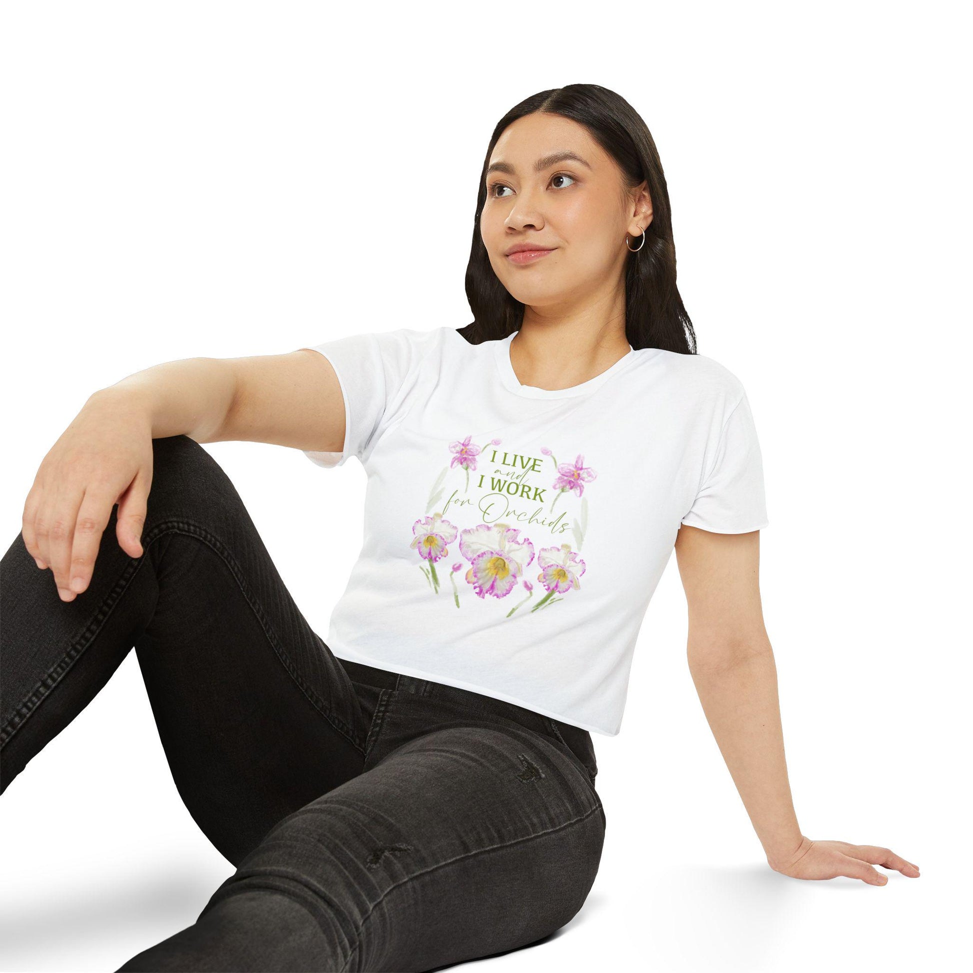Orchid Devotee Crop Top - "I Live & Work For Orchids"