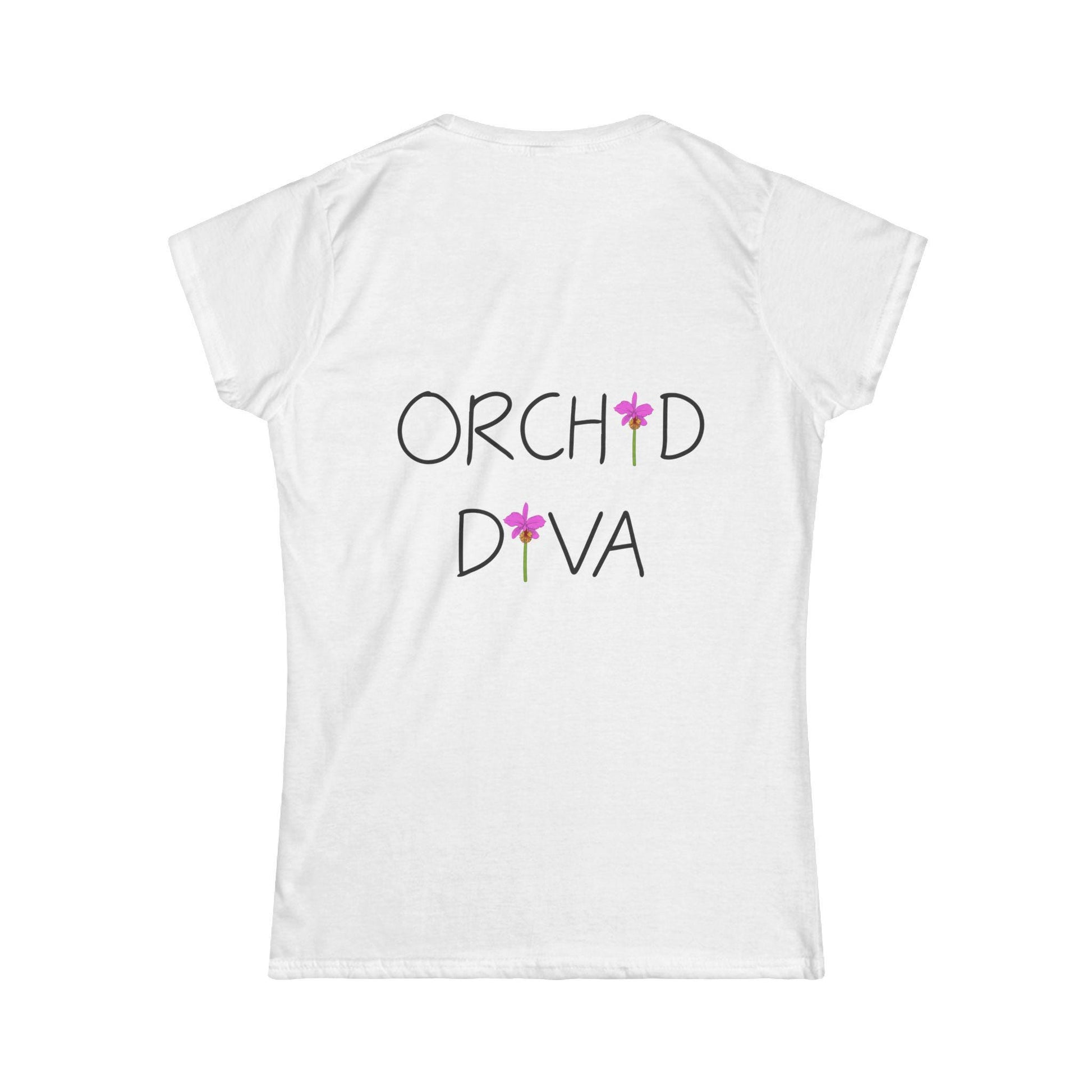 Orchid Diva Women's Softstyle Tee, Floral Graphic Tee, Cute Plant Lover Shirt, Mother's Day Gift, Everyday Casual Top, Birthday Gift