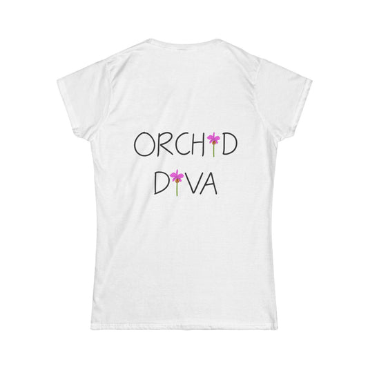 Orchid Diva Women's Softstyle Tee, Floral Graphic Tee, Cute Plant Lover Shirt, Mother's Day Gift, Everyday Casual Top, Birthday Gift