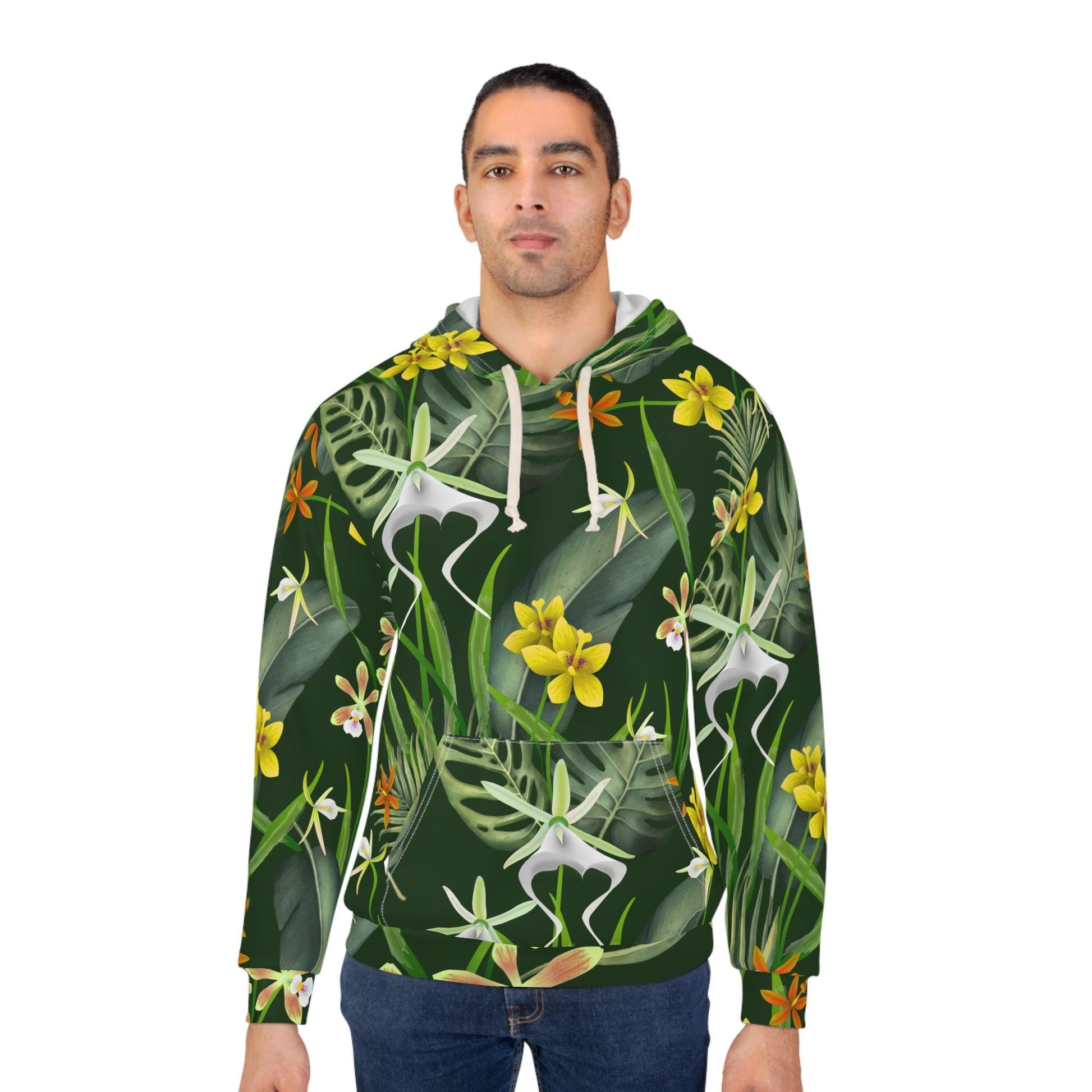 Tropical Floral Unisex Pullover Hoodie, Cozy Casual Wear, Nature Lover Gift, Spring Style, Beach Vibe, Unisex Hoodie