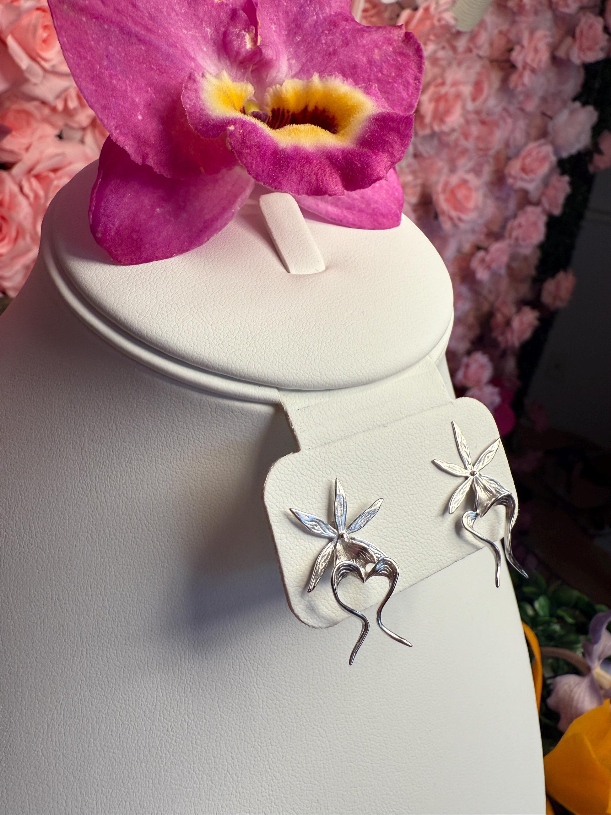 Ghost Orchid Silver Earrings Studs