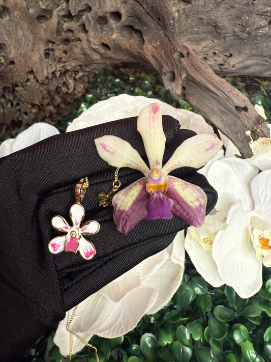 Vanda Luzonica-inspired Orchid Vanda Flower Pendant Jewelry • Vanda Muse Collection • Gift for Her