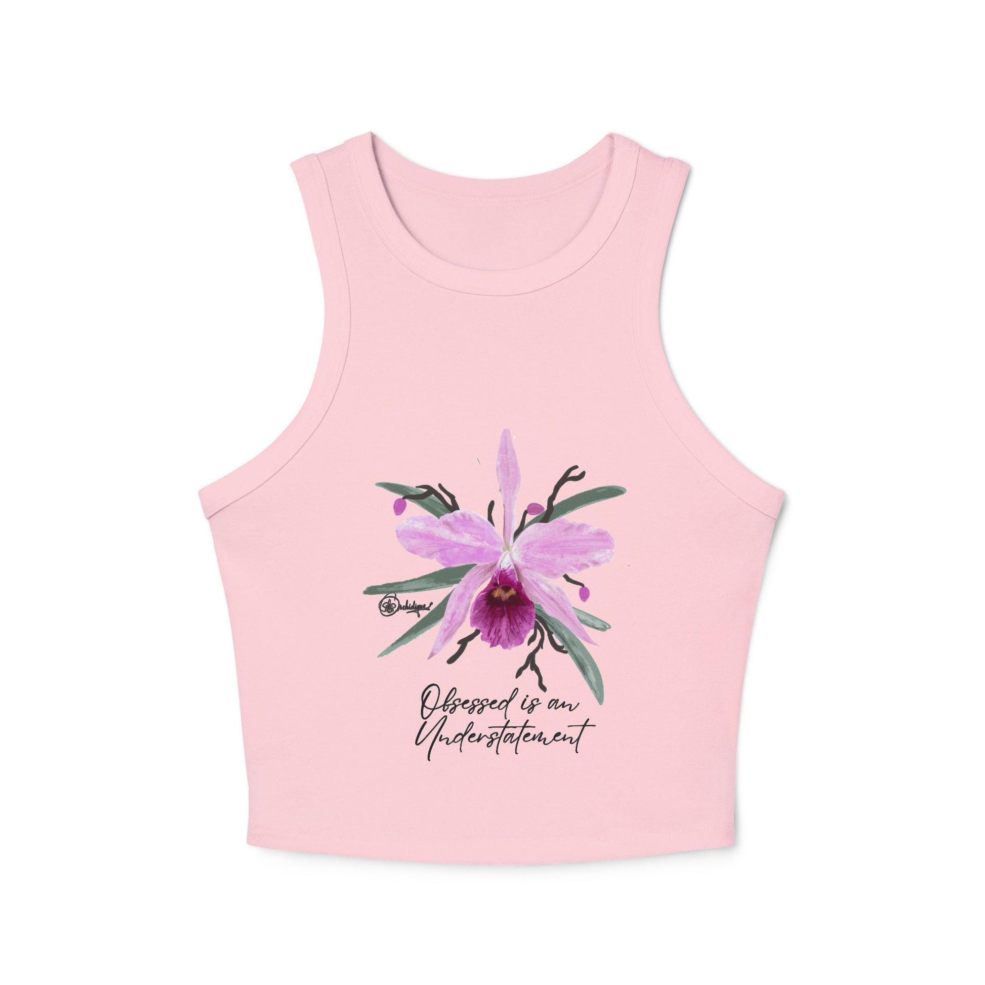 Floral Racer Tank Top, Summer Top, Gift for Her, Orchid Graphic Tank, Cute Casual Wear, Inspirational Quote Top
