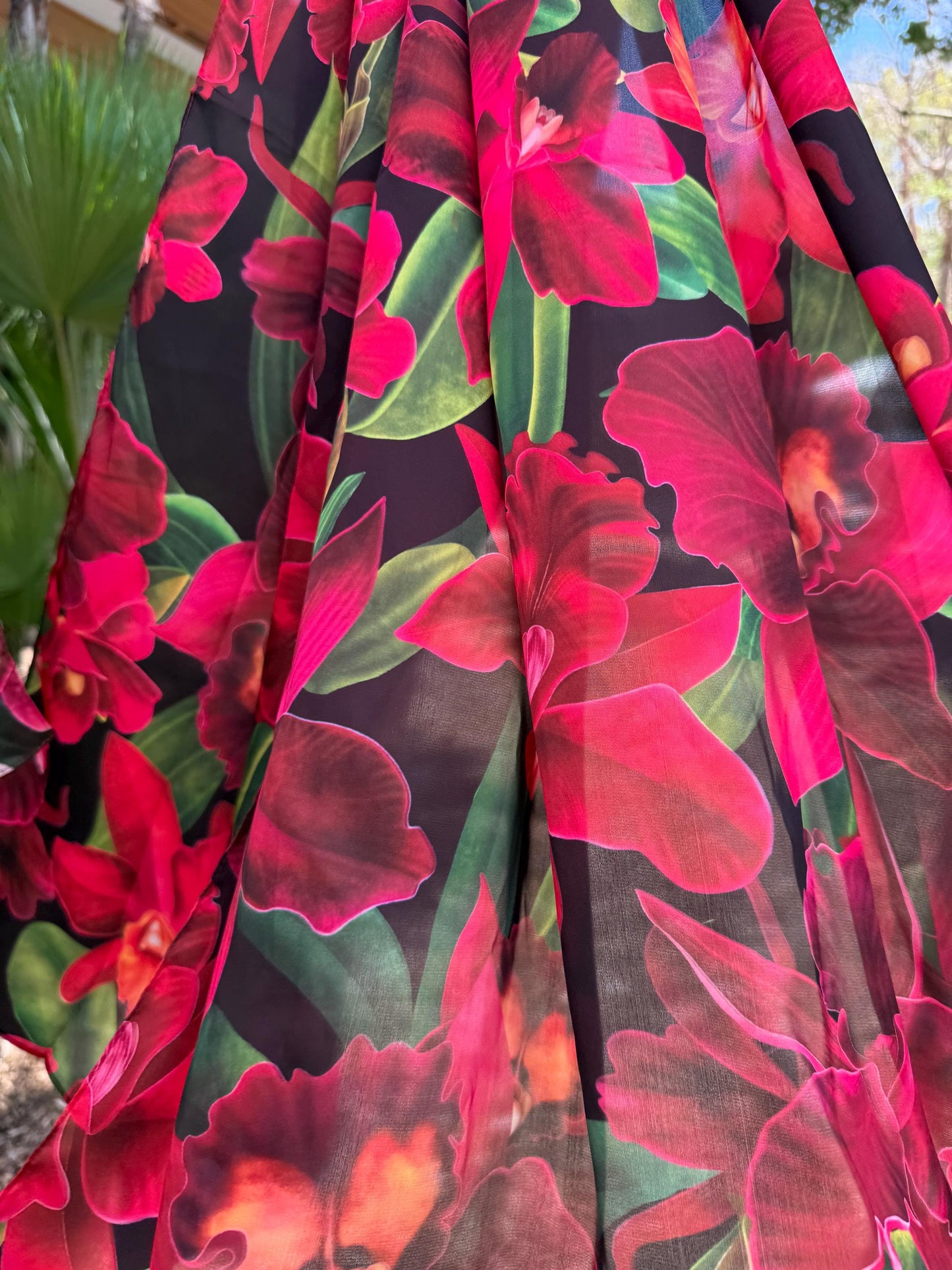 Orchidique Red Orchid Blooms Scarf