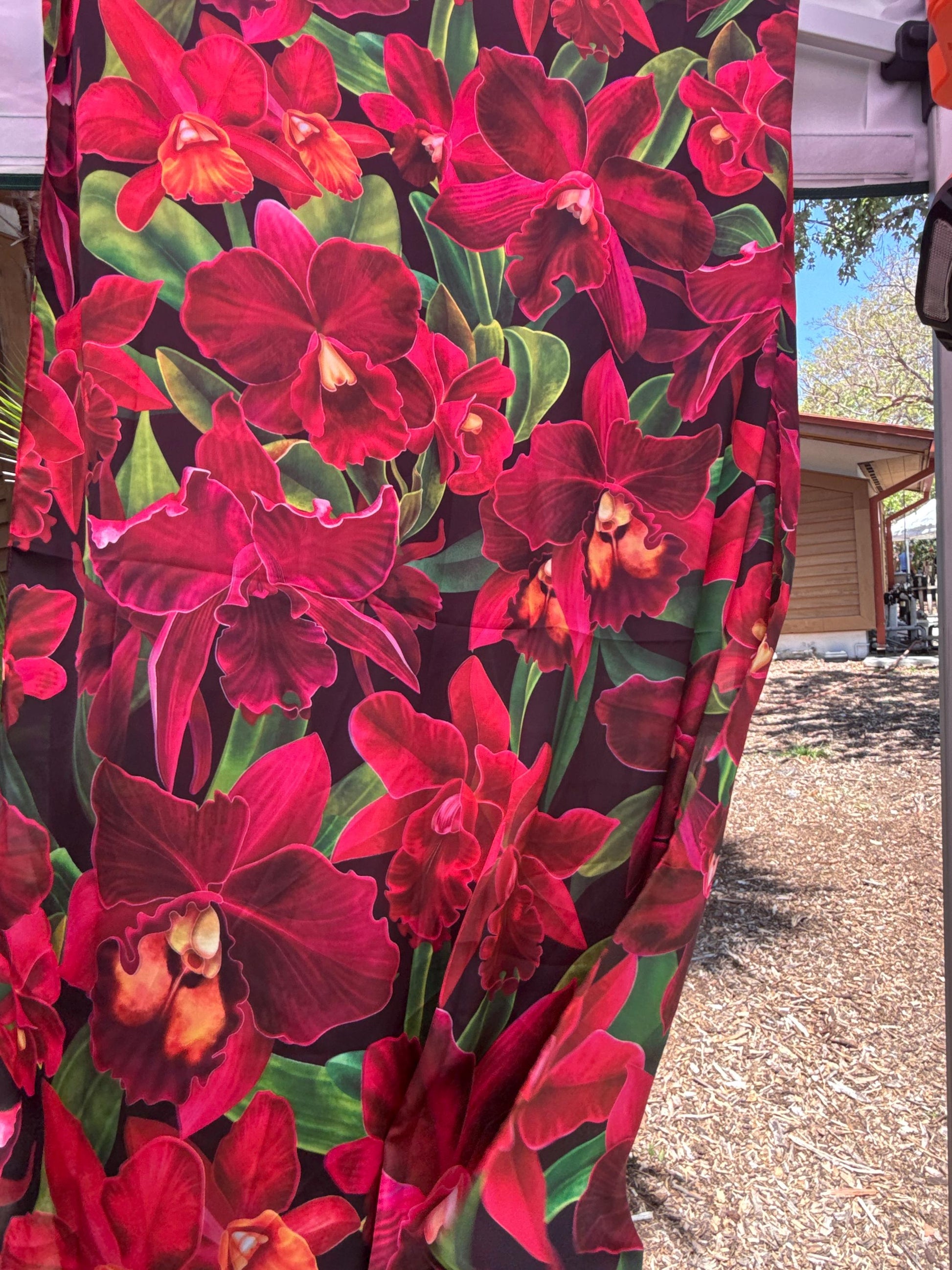 Orchidique Red Orchid Blooms Scarf