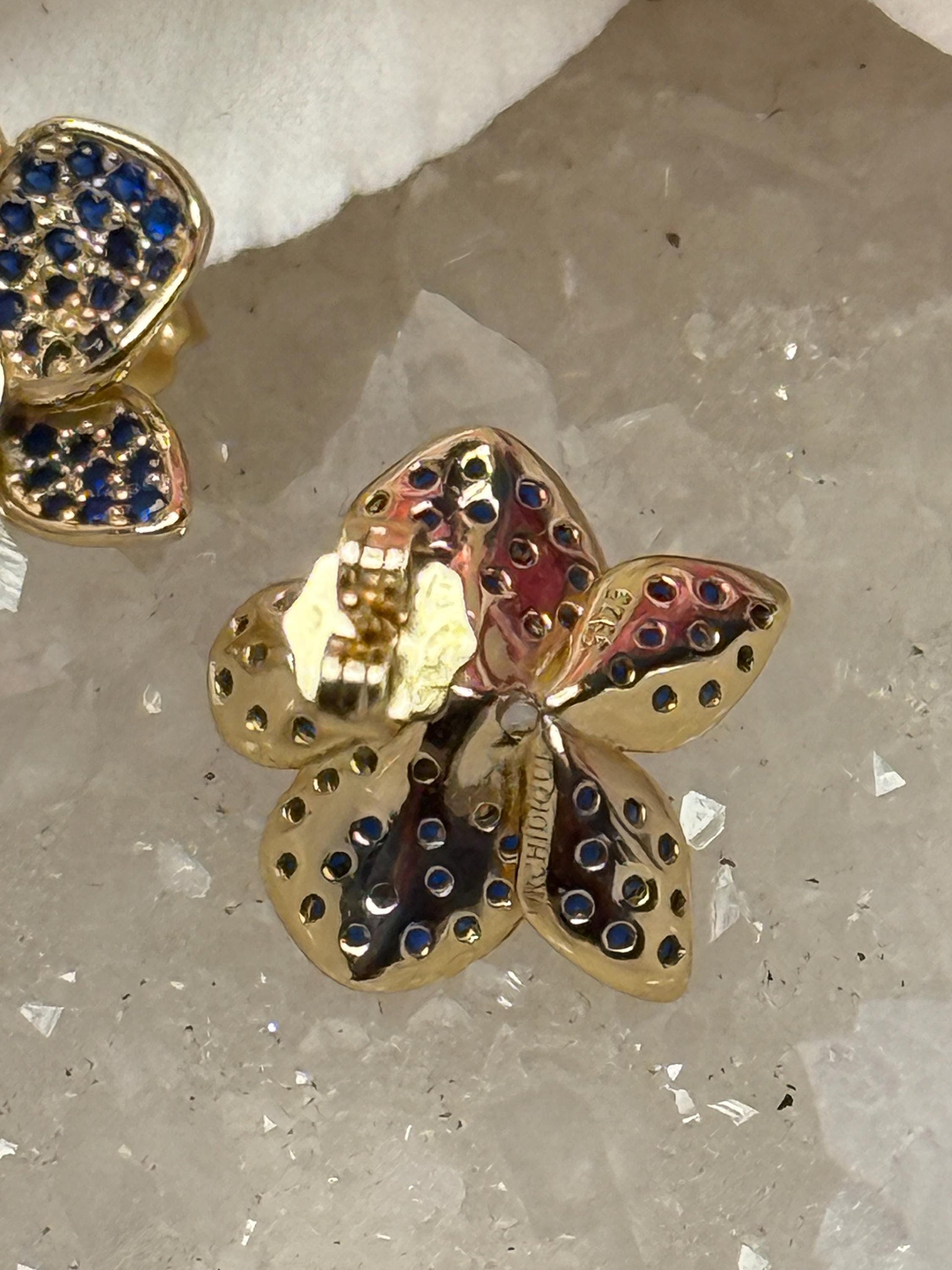 Saphire Zircons Orchid Phalaenopsis Flower Earrings • Shimmer me Phalaenopsis Studs