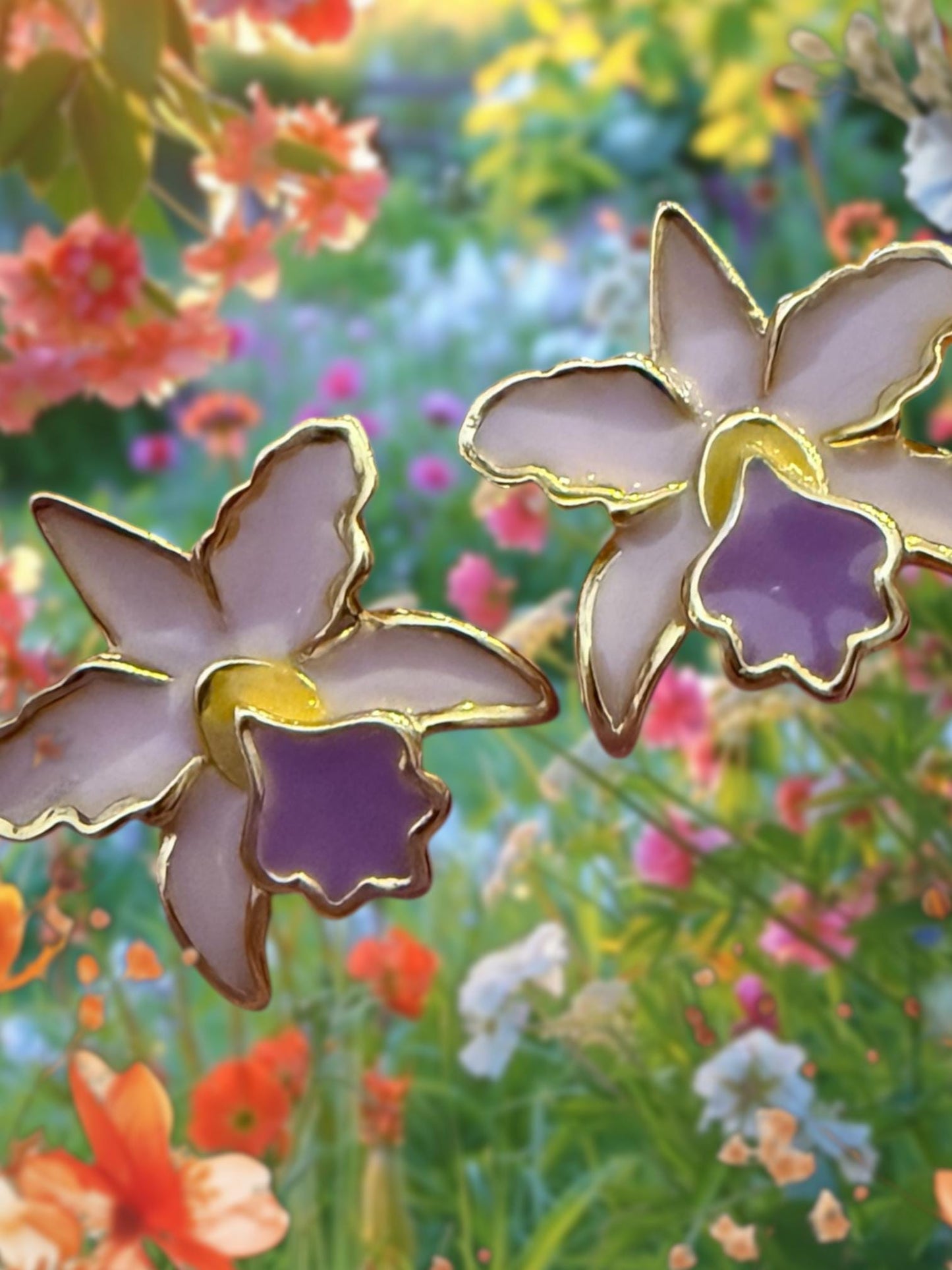 Cattleya Lavendar Orchid Earrings • La Colombiana Inspired Collection