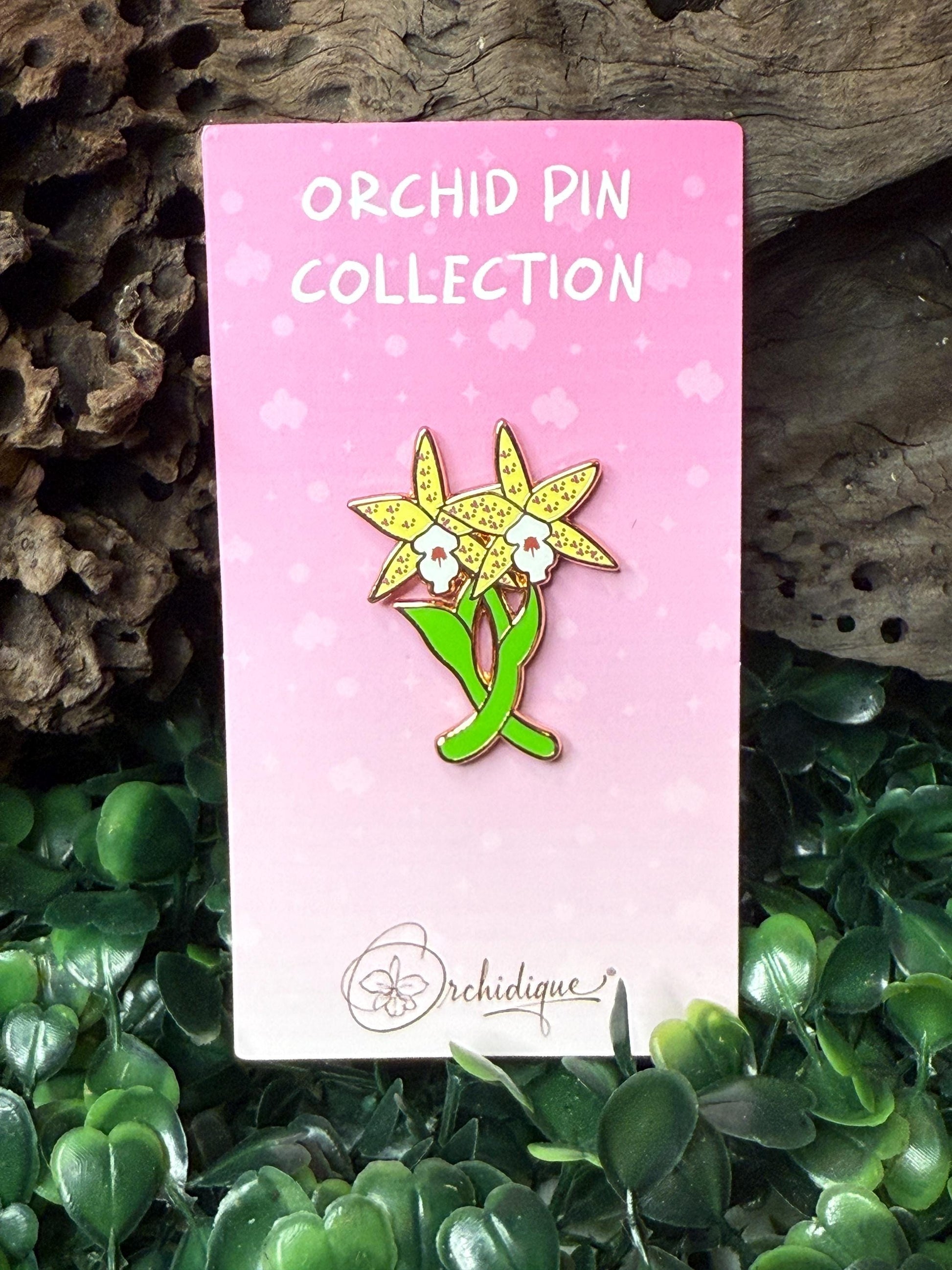 Double Laelia Enamel Pin- Orchid Flower Enamel Pin • Flower Orchid Collector Item
