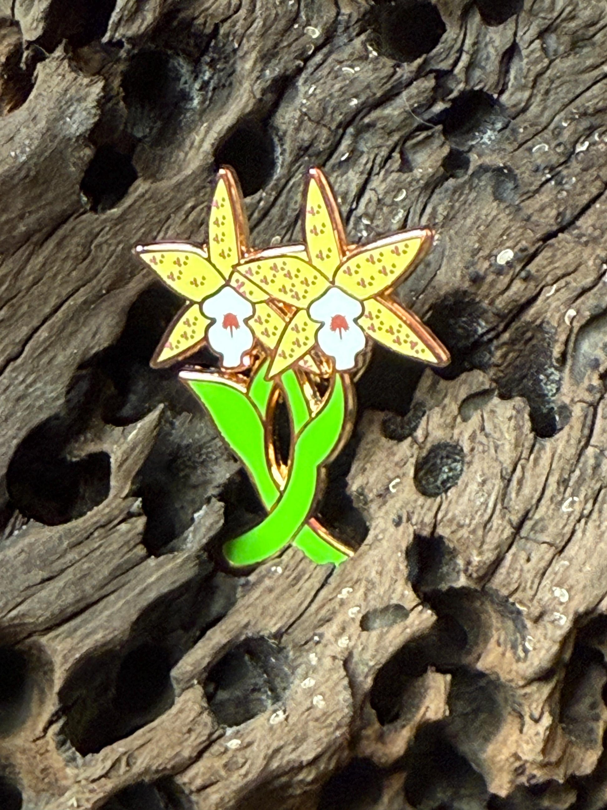 Double Laelia Enamel Pin- Orchid Flower Enamel Pin • Flower Orchid Collector Item